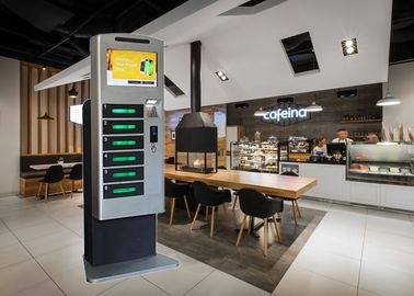 Башня киоска зарядной станции сотового телефона ультрафиолетового света торгового центра ресторана с рекламировать экран касания