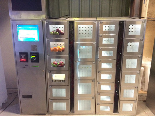 Шкафчик торгового автомата нержавеющей стали с светами СИД и прозрачной функцией дистанционного управления дверей