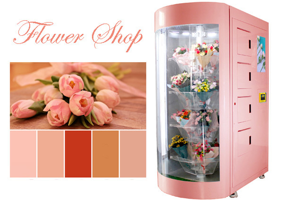Лидирующий автомат цветка для продажи букетов с прозрачным стеклянного торговым автоматом окна и системы охлаждения умным
