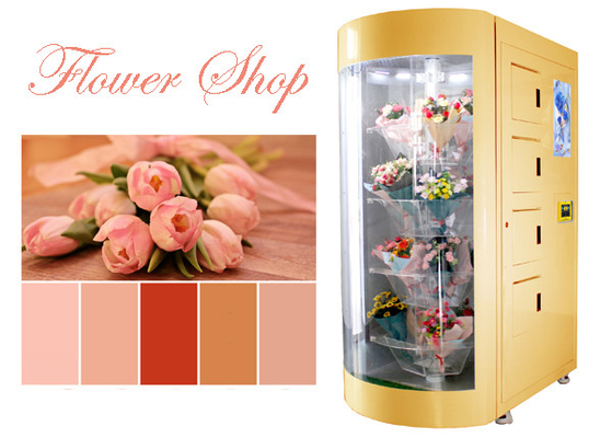 Лидирующий автомат цветка для продажи букетов с прозрачным стеклянного торговым автоматом окна и системы охлаждения умным