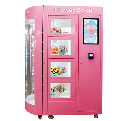 Автомат мобильного цветка дисплея розовый с холодильником и прозрачным окном AC120V