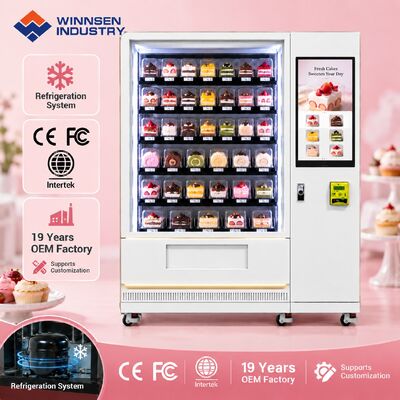 Качество Winnsen Cake Vending Machine Cold Rolled Steel Cabinet Cashless Card QR Code Payment фабрика
