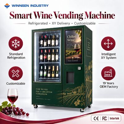 Качество Winnsen Glass Front Display Wine Vending Machine with LED Lighted Shelves Refrigerated Cabinet фабрика